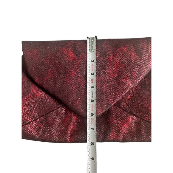 ADOLFO DOMINGUEZ Red Black Snake Print Envelope Clutch Handbag - Picture 4 of 9